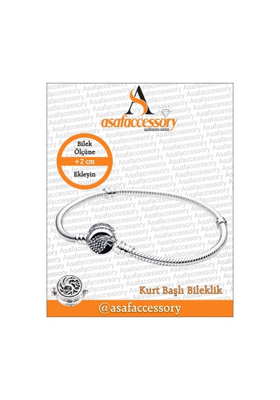 Kurt Başlı Bileklik 17 Cm Gümüş