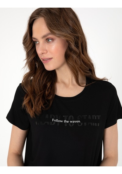 Pierre Cardin Kadın Siyah Tişört 50305789-vr046