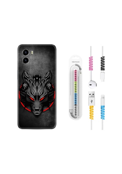 Vivo Y15S Kılıf Kablo Koruyuculu Dark Wolf 1813