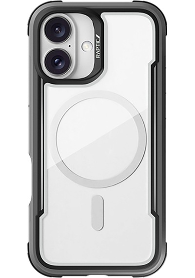 Apple Uyumlu iPhone 16 Kılıf Magsafe Şarj Özellikli Airbagli Raptic Shield Serisi Şeffaf Arka Yüzey Kapak Siyah