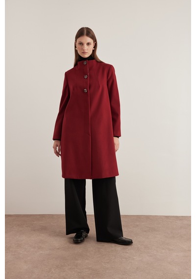 Aker 24aw08579112 Büyük Beden Kaban 24aw08579112 018 Bordo Bordo