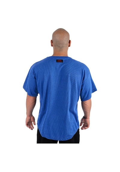 Full Power Gym Oversize Ragtop Spor Tişört Lacivert Çizgili Lacivert - Siyah