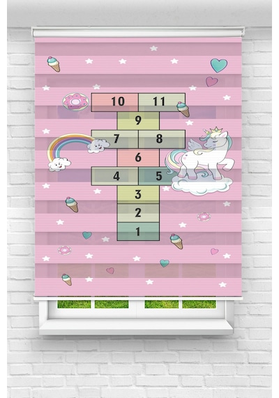 Perdecizade Enxboy Pony Seksek Dijital Baskılı Zebra Perde-cocuk Odası-stor Perde Renkli