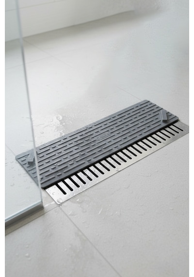 Gri Uzun Silikon Kötü Koku Önleyici Mat Gider Kapağı Tıpası Banyo, Mutfak Ve Balkon Lavabo Gider 37x11 Cm