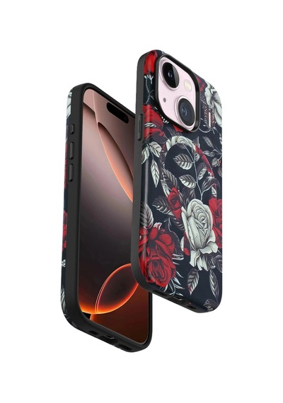 Durukar Apple, Uyumlu iPhone 15 Plus Flower Series Magsafe Kapak - Siyah