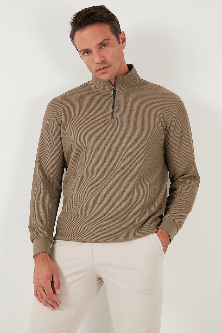 Buratti Pamuklu Regular Fit Yarım Fermuarlı Dik Yaka 2'Li Paket Erkek Sweat 5905716S2 Koyu Vizon-Koyu Kahve Buratti Pamuklu Regular Fit Yarım Fermuarlı Dik Yaka 2'Li Paket Erkek Sweat 5905716S2 Koyu Vizon-Koyu Kahve