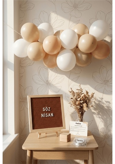 Nişan Söz Süsleme Mini Set Kahve Keçe Yazı Panosu Standlı Balon Zincirli Tüm Yaşlar