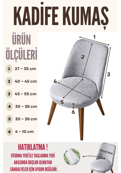 Yıkanabilir,likralı , Kadife Oval Sandalye Kılıfı 1 Adet Vizon - 801052816 Vizon