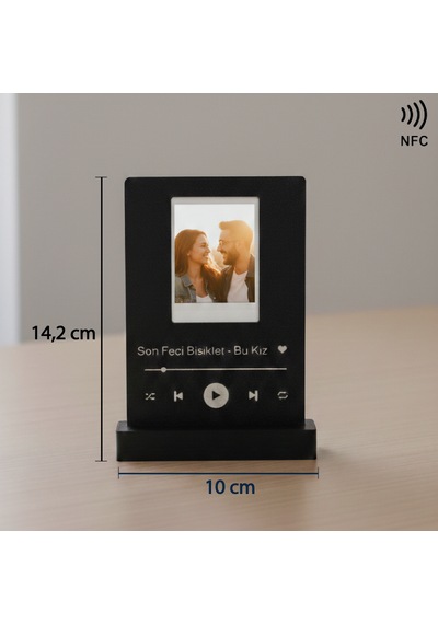 Nfc Akıllı Barkodlu "en Sevdiğimiz Şarkı" Tasarımlı 3d Baskı Masaüstü Biblo 14,2x10 Cm