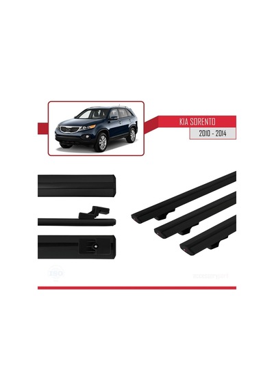 Kia Sorento 2010-2014 Arası İle Uyumlu Basic Model Ara Atkı Tavan Barı Siyah 3 Adet