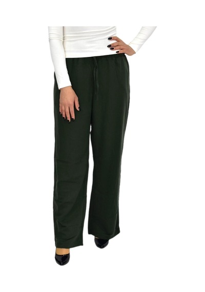 Nazal Kadın Beli Lastikli Bol Pantolon Bgl-st04216 Yeşil