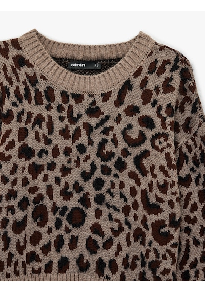 Koton Uzun Kollu Geniş Yuvarlak Yaka Leopar Desenli Oversize Triko Kazak Leopar Desenli 6wak90602ht Leopar Desenli Koton Uzun Kollu Geniş Yuvarlak Yaka Leopar Desenli Oversize Triko Kazak Leopar Desenli 6wak90602ht Leopar Desenli