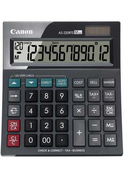 Canon 12 Hane İşlem Kontrollü Hesap Makinesi As-220Rts