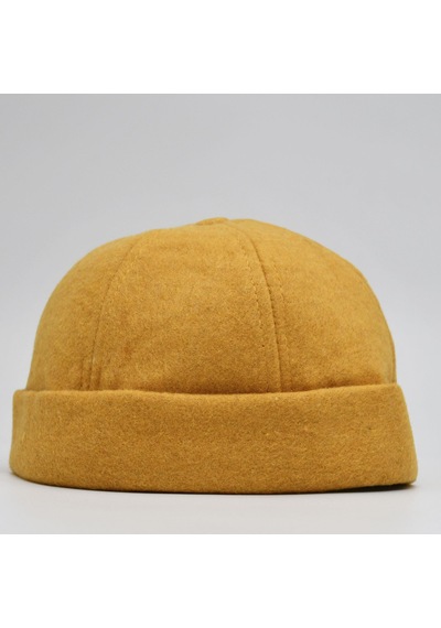 Şapkadan Etnik Desen Kısa Docker Şapka Vintage Cap Kasket Sarı