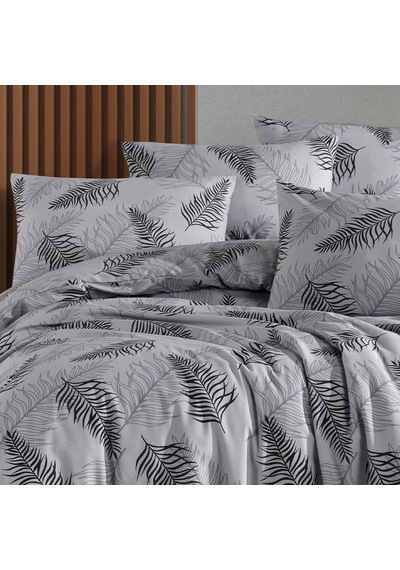 Çift Kişilik Nevresim Takımı 200x220cm 4 Yastık Kılıfı Lastikli Çarşaflı 160x200+30 Gri