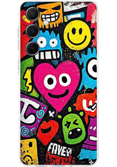 Samsung Galaxy A56 İle Uyumlu Grafiti Aşk Tasarımlı Şeffaf Silikon Kılıf Şeffaf