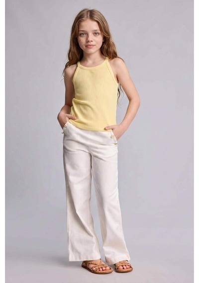 Defacto Straıght Fıt Geniş Paça Gabardin Pantolon Kız Çocuk H2977a826smer105 Ekru-er105