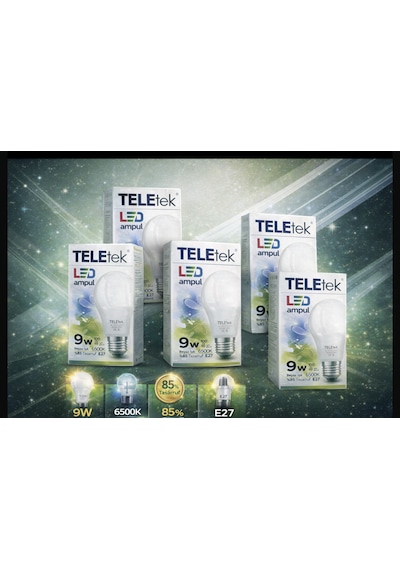 Teletek Led Ampul 9w 5 Li Set 100w Eşdeğer 6500k Beyaz Işık %85 Tasarruf E27 Duy Teletek 1