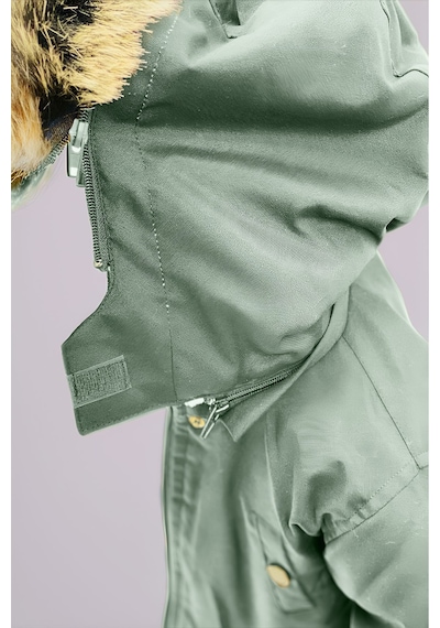 Asortix Unisex Kız/erkek Çocuk Kışlık Kanvas Kumaş Büzmeli Diz Üstü Içi Kürk Kapüşonlu Kaban Mont-mnt-0005 Mint Yeşil