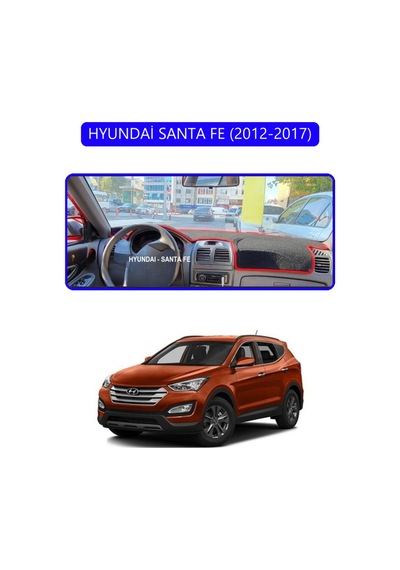 Hyundai Santa Fe 2012-2017torpido Koruma Halısı Mavi Kenar