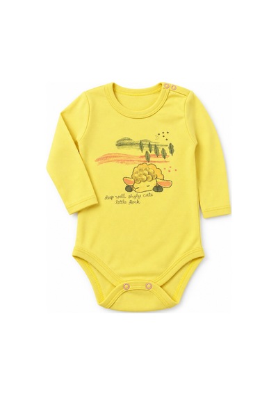 Babyhola 3'lü Bebek Badi Seti %100 Pamuk Uzun Kollu Çıtçıtlı Turuncu