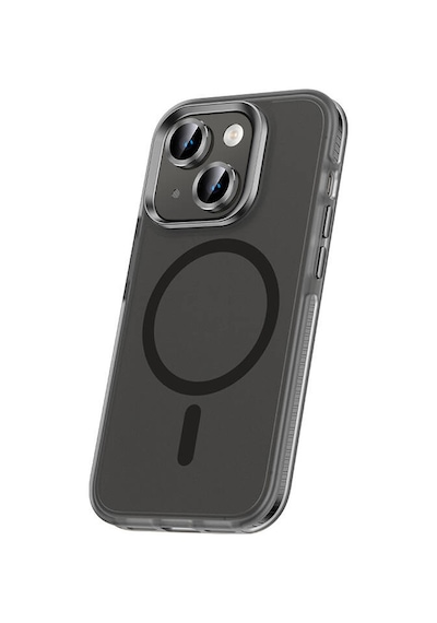 Nourthkiingdom Apple Uyumlu iPhone 15 Plus Kılıf Airbagli Magsafe Wireless Şarj Özellikli Lens Koruyuculu Nrtk Klaptika Kapak - Siyah