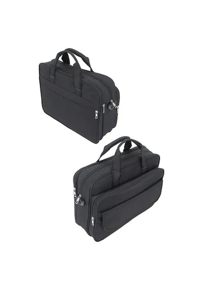 Case Club 104 Basic Siyah Evrak Laptop Çantası 15,6 Inç Omuz Askılı Su Geçirmez Kumaş Siyah