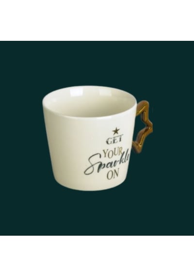 Tohana Porselen Kupa 350ml Yıldız Kulp Desen1 Beyaz