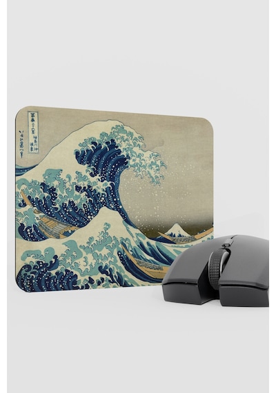 Büyük Dalga Tablo Hokusai V1 22x18 Gaming Kauçuk Kaymaz Taban Mouse Pad Fare Altlığı