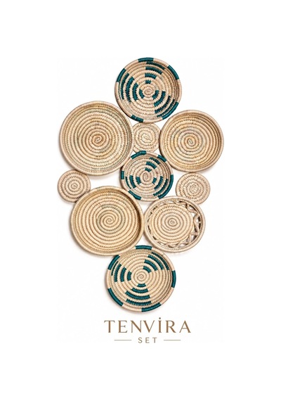 Tenvira 10 Parçalı Hasır Duvar Dekor Seti
