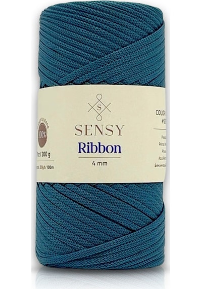 Premium Polyester Ribbon İp 200 Gr Polyester Ribbon Makrome İpi Petrol Mavisi
