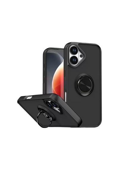 Newface Apple İphone 17 Montreal Yüzüklü Silikon Kapak - Siyah