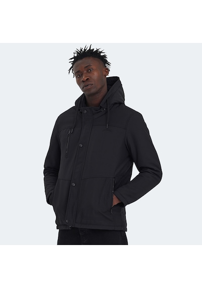 Slazenger HEAVEN Erkek Kapüşonlu Siyah Mont & Kaban