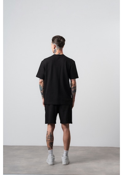 Erkek Pis Dikişli Regular Fit T-shirt Şort Takım Siyah