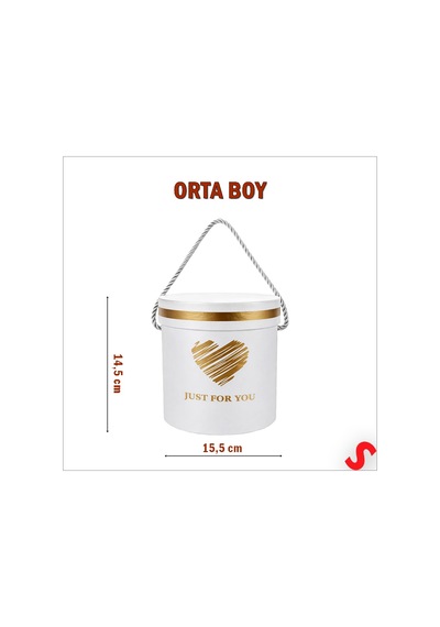 Just For You Silindir Hediye Kutusu 15,5 Cm Orta Boy Beyaz