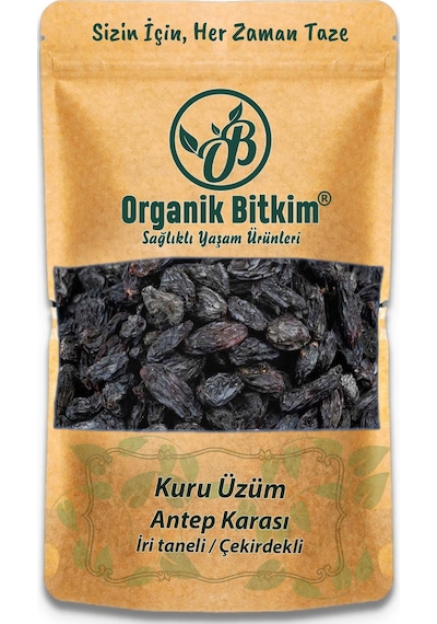 Organik Bitkim Antep Karası Üzüm Kurusu İri Boy Çekirdekli 1000 G