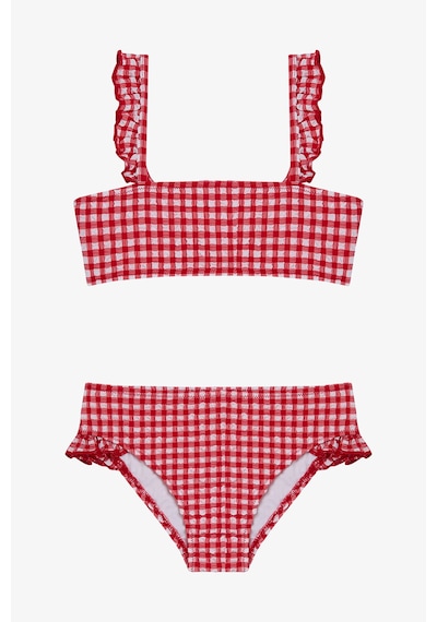 Penti Kız Çocuk Gigham Kareli Fırfırlı Bandeau Bikini Takımı Çok Renkli