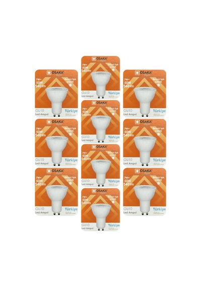 10 Adet Osaka 7w 50w Beyaz Işık 6500k Gu10 Duylu Led Spot Ampul