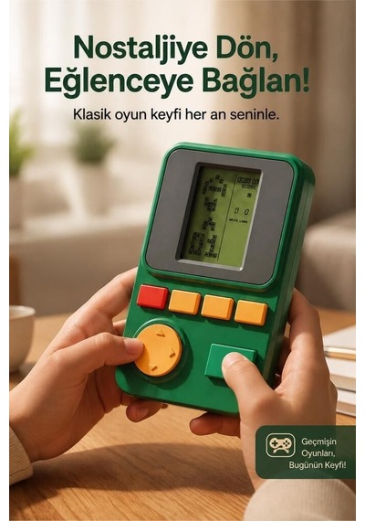 Premium Retro Boş Vakit Gençler Oyun Kolu Atari Joystick Tetris Gameboy Gc011 Yeşil