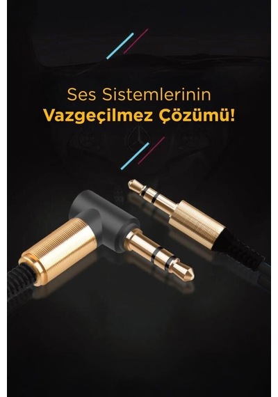Premium Müzik Keyfi Cihaz Bağlantı Şarj Kablosu Audio Stereo 3.5 Aux Kablo Xf09 Siyah