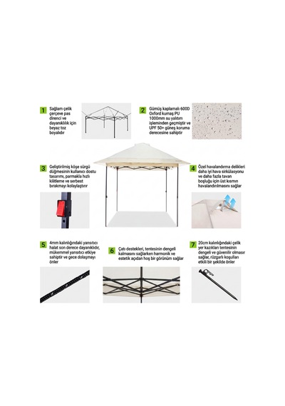 Fundango Sunhaven 300 Premium 3x3 M Otomatik Gazebo & Gölgelik White Beyaz