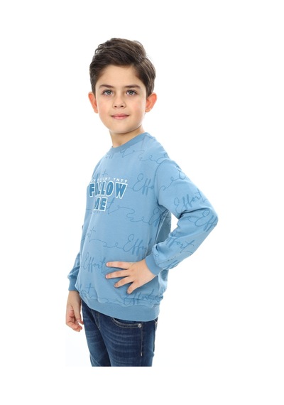 Toontoy Kids Toontoy Erkek Çocuk Follow Me Baskılı Sweatshirt Mavi