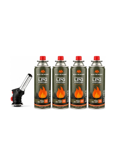 Bc-pro1300 Seramik Yalıtımlı Pürmüz Başlığı + 4 Adet Lpg Kartuş Seti Siyah