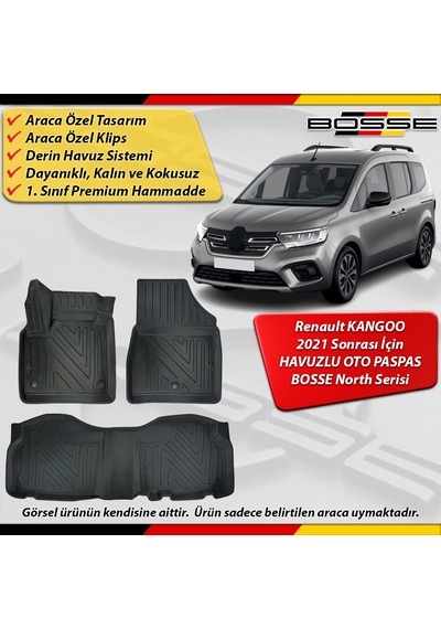 Renault Kangoo Paspas Araca Özel Paspas 2021 Ve Sonrası Derin Havuzlu Paspas Bosse North Serisi