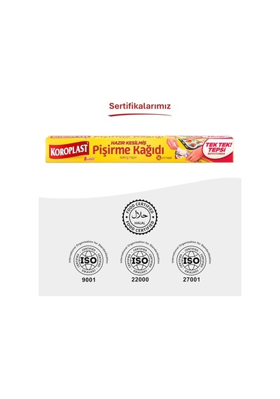 Koroplast Hazır Kesilmiş Pişirme Kağıdı 16 Adet 42x37 Cm, Helal Sertifikalı Bpa İçermez, Fırında Tavuk, Et, T Diğer
