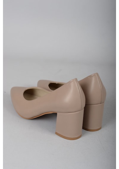 Seç Kundura SEÇ 1930 KALIN TOPUKLU HAKİKİ DERİ STİLETTO (6,5cm) VİZON