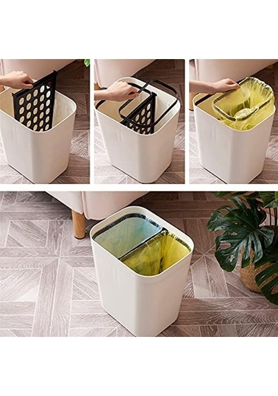 Dış Mekan Geri Dönüşüm Kutusu, Çöp Kovası Çöp Kovası Kuru Ve Islak Ayırma Çöp Kovası Kapaklı Ev Mutfak Çift Namlu Plastik Kova Çöp Kovası Geri Dönüşüm Kutusu, Kahverengi, Beyaz Kahverengi