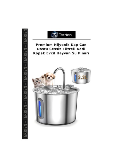 Premium Hijyenik Kap Can Dostu Sessiz Filtreli Kedi Köpek Evcil Hayvan Su Pınarı