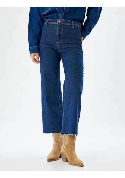 Koton Yüksek Bel Rahat Kalıp Pamuklu Denim Pantolon - Culotte Jeans Koyu İndigo 7wal40056md Indigo Koton Yüksek Bel Rahat Kalıp Pamuklu Denim Pantolon - Culotte Jeans Koyu İndigo 7wal40056md Indigo