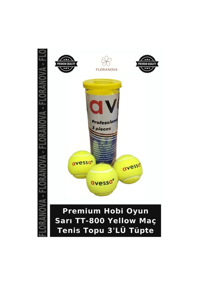 Premium Hobi Oyun Sarı Tt-800 Yellow Maç Tenis Topu 3'lü Tüpte